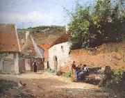 Camille Pissarro Chat village woman oil painting artist
